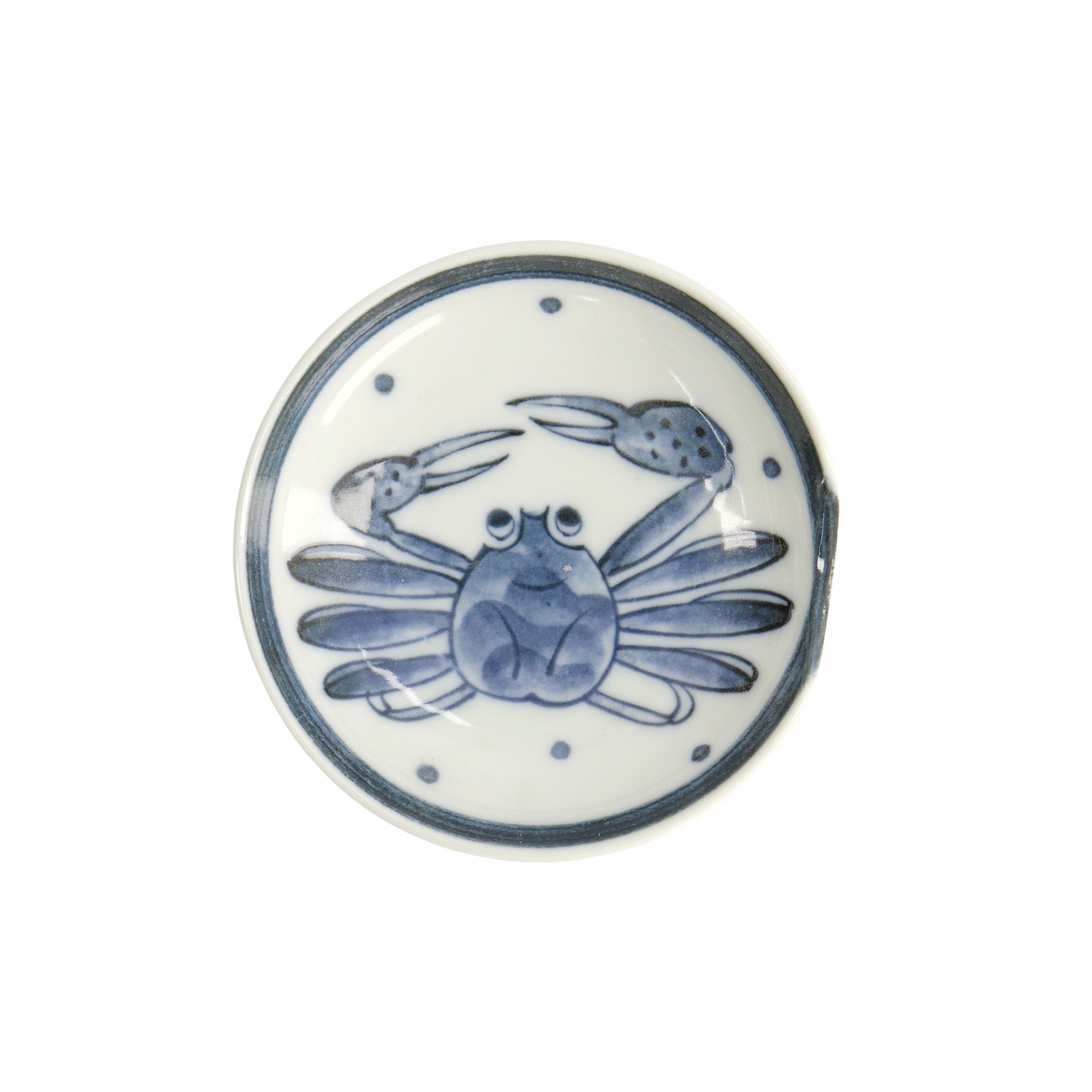 Crab skål med spisepindeholder, blå/hvid - Ø9,4 cm.